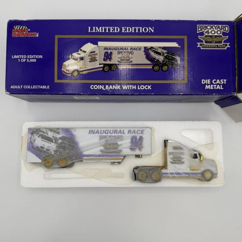 Vintage Racing Champions Brickyard 400 inaugural race 1994 die-cast bank semi